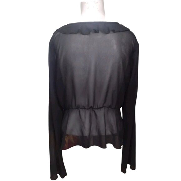 Wild Fable Sheer Ruffle Babydoll Peplum Top Size M Whimsigoth Double Tie - Picture 5 of 6